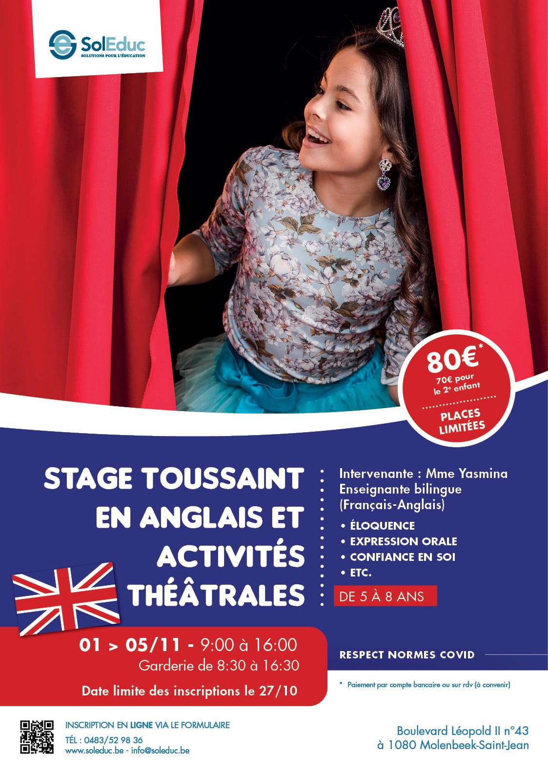 Affiche stage d'anglais cours anglais